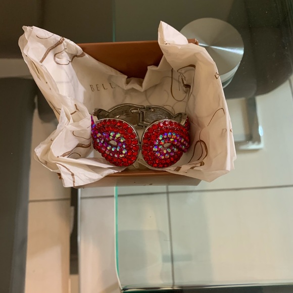 Designer Style Red Rhinestones Bracelet - Picture 2 of 5